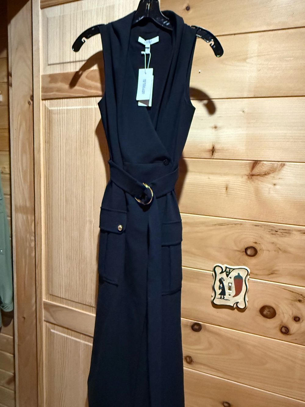 10 Crosby Derek Lam Sleeveless Black Wrap Dress with Belt